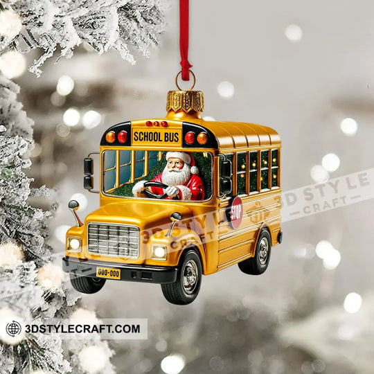 School Bus Santa, Home Decor, Christmas Ornament, Personalized Ornament style option 4