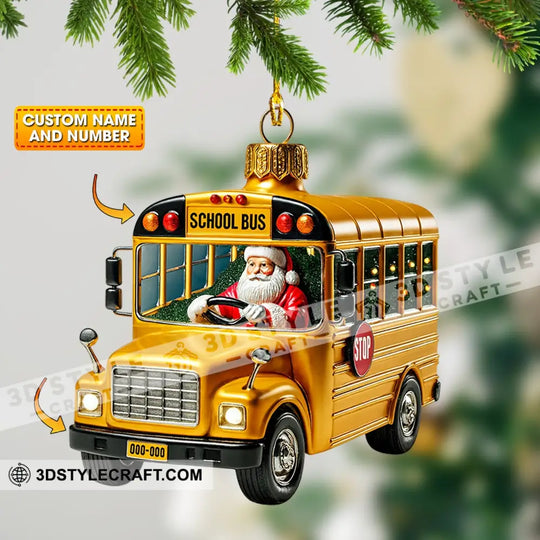 School Bus Santa, Home Decor, Christmas Ornament, Personalized Ornament style option 1