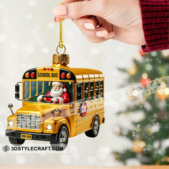 School Bus Santa, Home Decor, Christmas Ornament, Personalized Ornament style option 2
