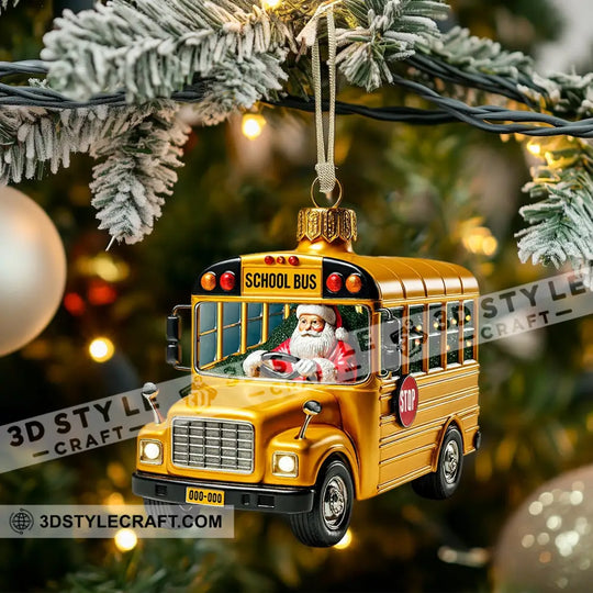 School Bus Santa, Home Decor, Christmas Ornament, Personalized Ornament style option 3