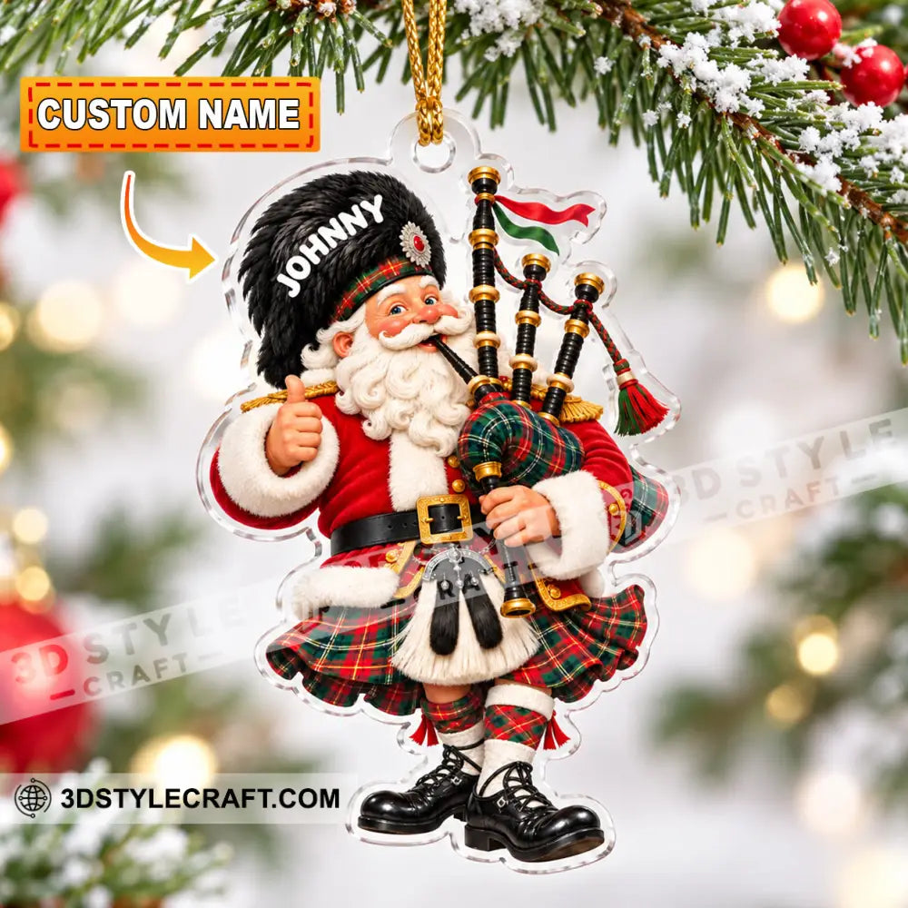 Scottish Bagpiper Santa Home Decor Christmas Ornament Personalized Ornament - 3.54’’ / 1 Ornament - Ornament