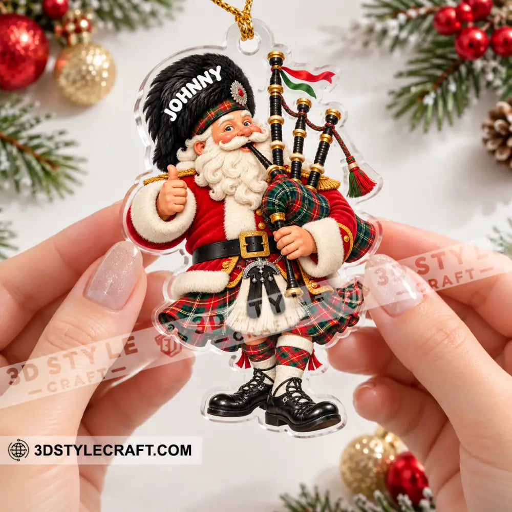 Scottish Bagpiper Santa Home Decor Christmas Ornament Personalized Ornament - Ornament