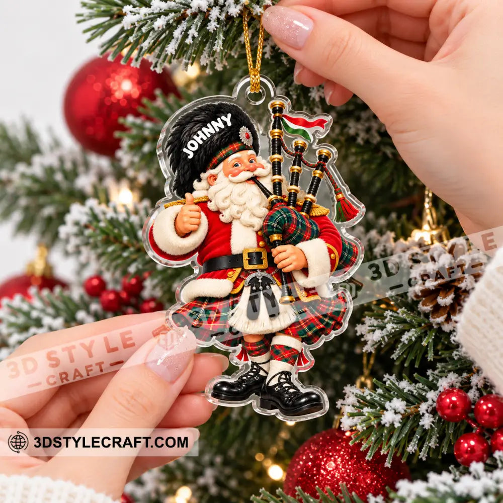 Scottish Bagpiper Santa Home Decor Christmas Ornament Personalized Ornament - Ornament