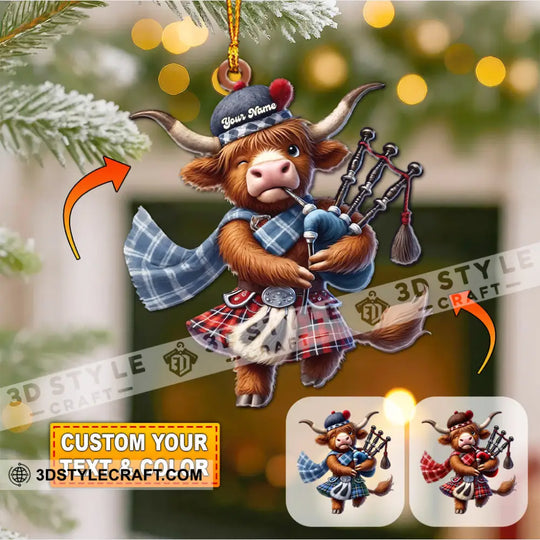 Scottish Cows Christmas, Home Decor, Christmas Ornament, Personalized Ornament style option 1