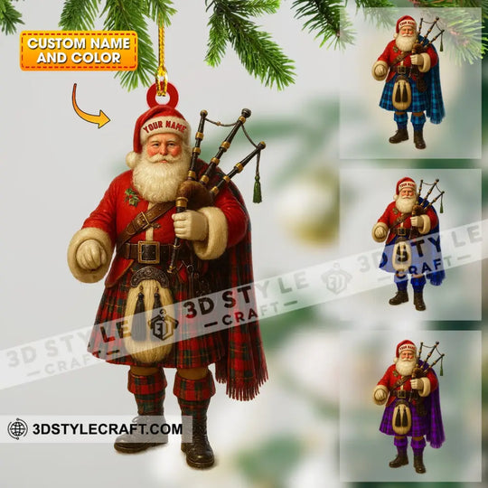 Scottish Santa Home Decor, Christmas Ornament, Personalized Ornament style option 1
