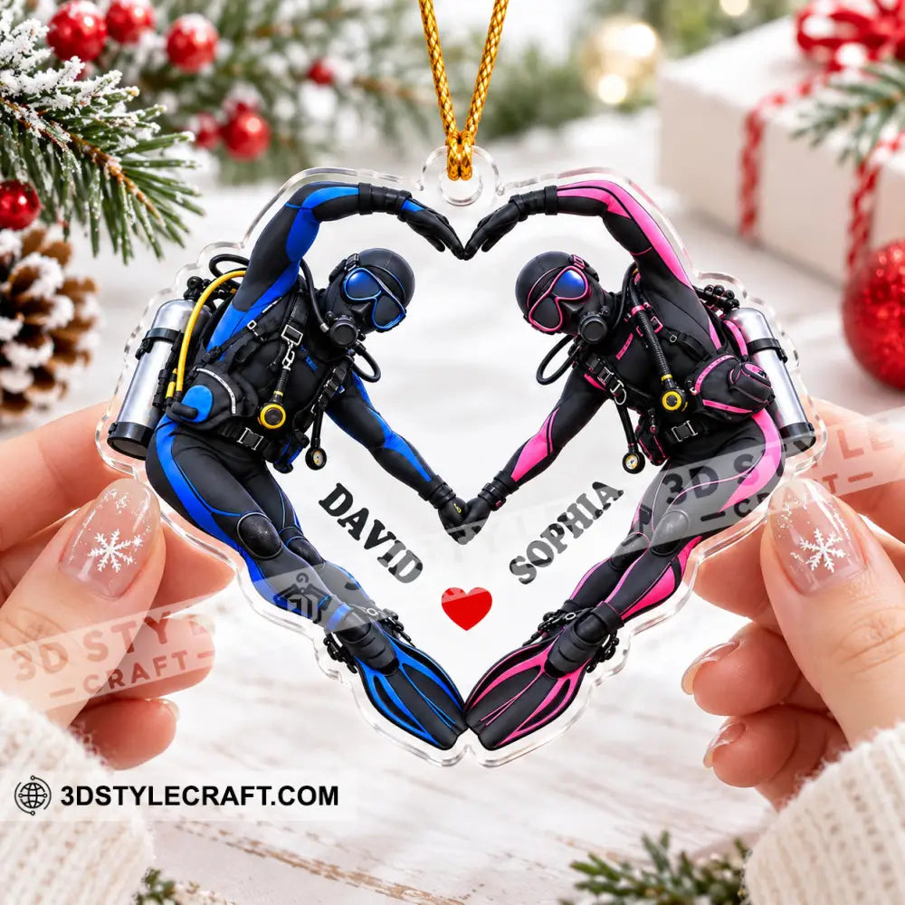 Scuba Diving Couple Home Decor Christmas Ornament Personalized Ornament - Ornament