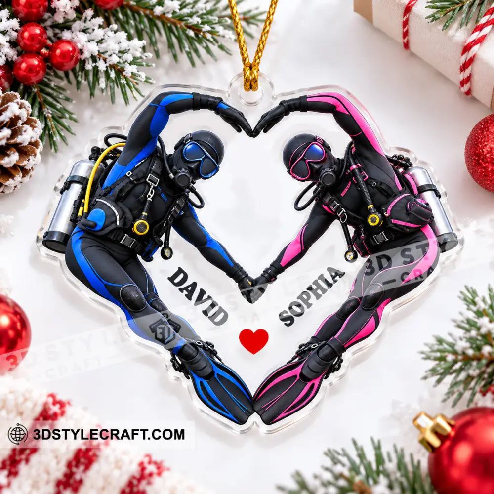 Scuba Diving Couple Home Decor Christmas Ornament Personalized Ornament - Ornament