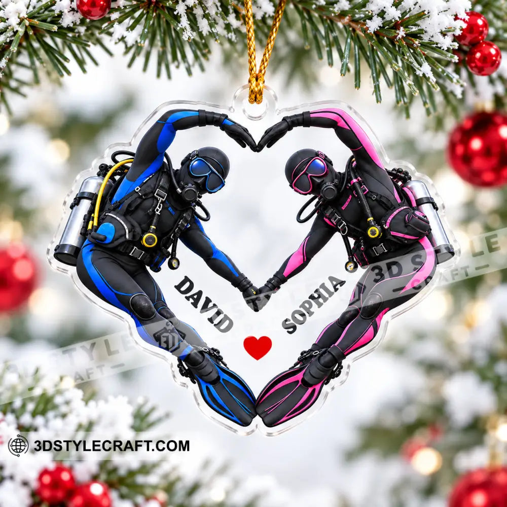 Scuba Diving Couple Home Decor Christmas Ornament Personalized Ornament - Ornament