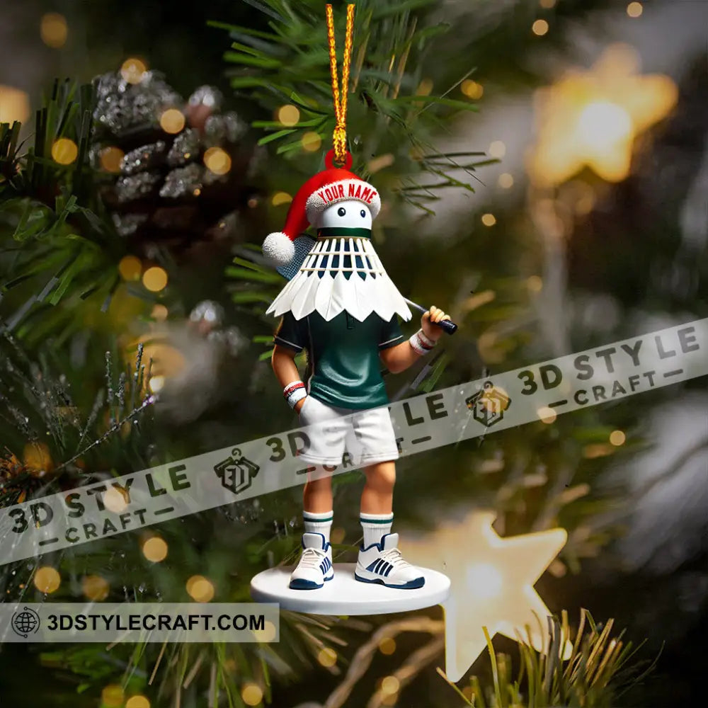 Shuttlecock Badminton Christmas Ornament Personalized