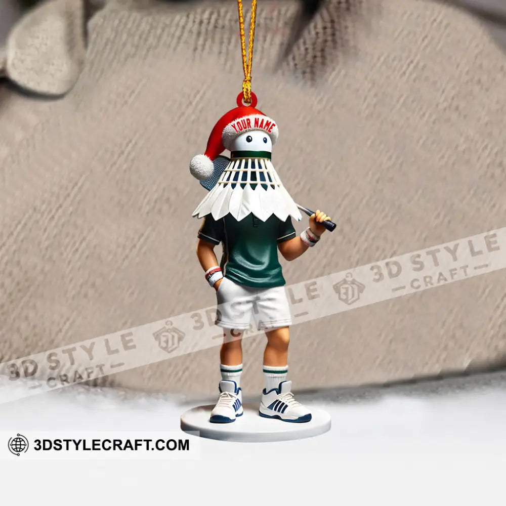 Shuttlecock Badminton Christmas Ornament Personalized