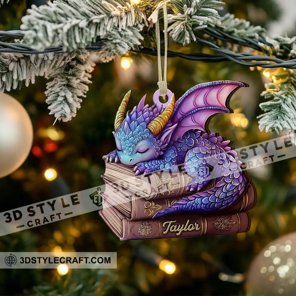 Sleeping Little Dragon Christmas Ornament Personalized