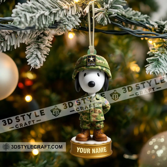 Snoopy Army Home Decor, Christmas Ornament, Personalized Ornament style option 3