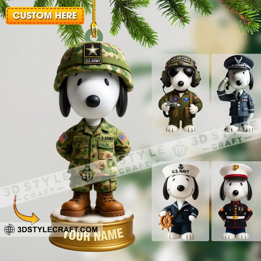 Snoopy Army Home Decor Christmas Ornament Personalized Ornament 3.54’’ / 1 Ornament Ornament