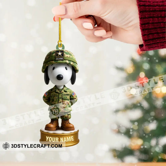 Snoopy Army Home Decor, Christmas Ornament, Personalized Ornament style option 2