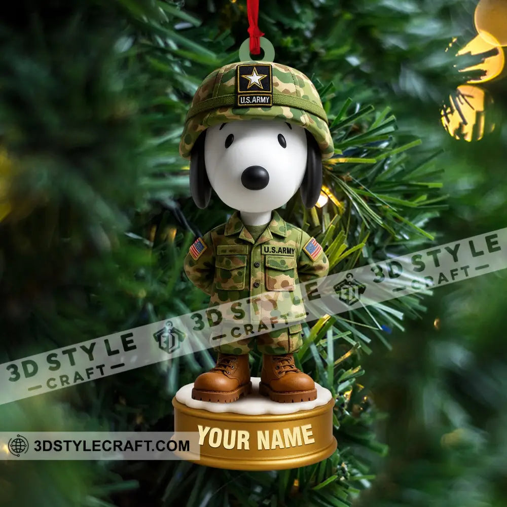 Snoopy Army Home Decor Christmas Ornament Personalized Ornament Ornament