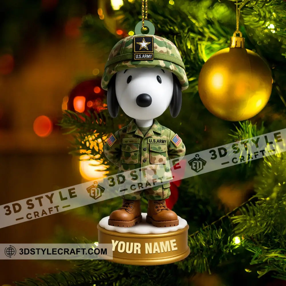 Snoopy Army Home Decor Christmas Ornament Personalized Ornament Ornament