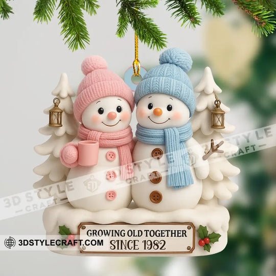 Snowman Couple Christmas, Home Decor, Christmas Ornament, Personalized Ornament style option 1