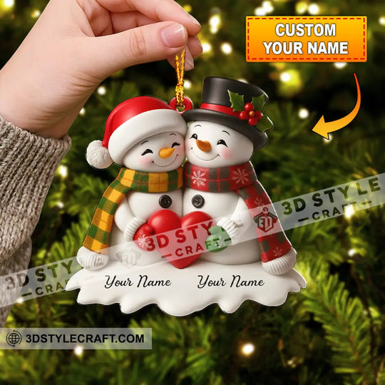 Snowman Couple Christmas Home Decor, Christmas Ornament, Personalized Ornament style option 1