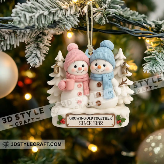 Snowman Couple Christmas, Home Decor, Christmas Ornament, Personalized Ornament style option 3