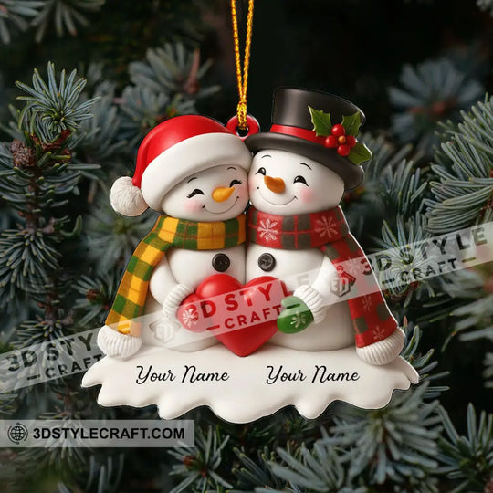 Snowman Couple Christmas Home Decor, Christmas Ornament, Personalized Ornament style option 4