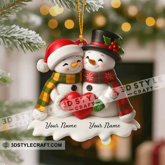 Snowman Couple Christmas Home Decor, Christmas Ornament, Personalized Ornament style option 3