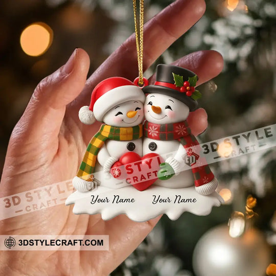 Snowman Couple Christmas Home Decor, Christmas Ornament, Personalized Ornament style option 2