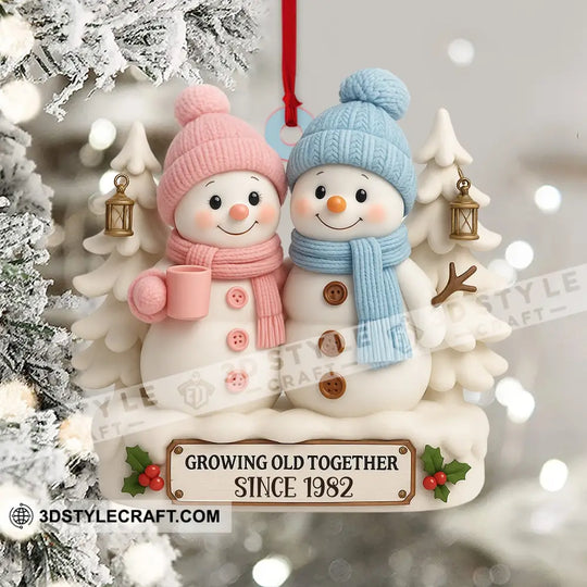 Snowman Couple Christmas, Home Decor, Christmas Ornament, Personalized Ornament style option 4