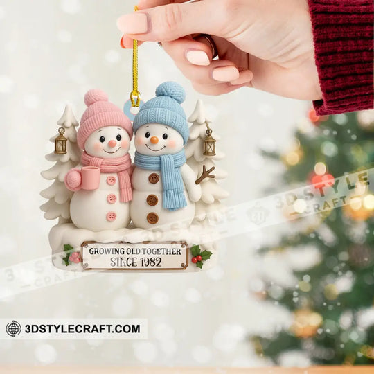 Snowman Couple Christmas, Home Decor, Christmas Ornament, Personalized Ornament style option 2