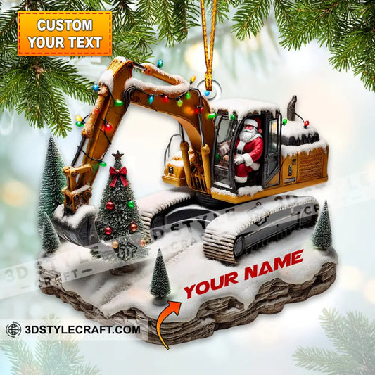 Snowy Excavator Christmas Ornament Personalized 3.54’’ / 1