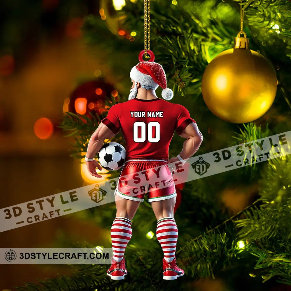 Soccer Santa Christmas Ornament Personalized