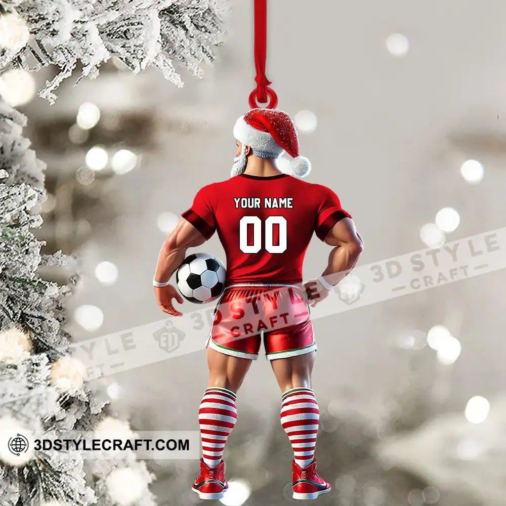 Soccer Santa Christmas Ornament Personalized