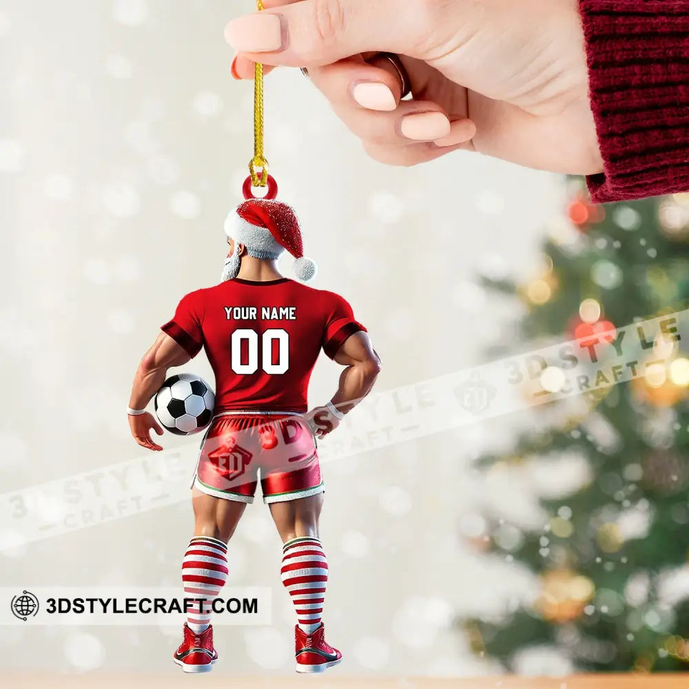 Soccer Santa Christmas Ornament Personalized