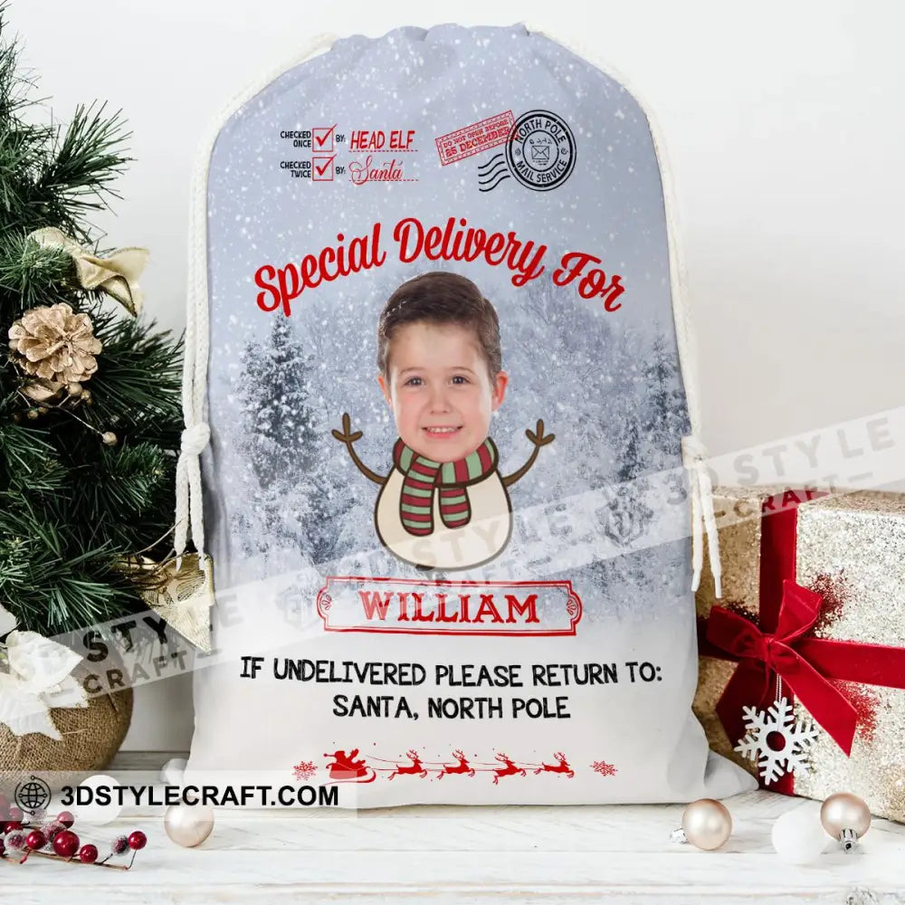 Special Christmas Delivery Custom Photo And Text Personalized String Bag Gift