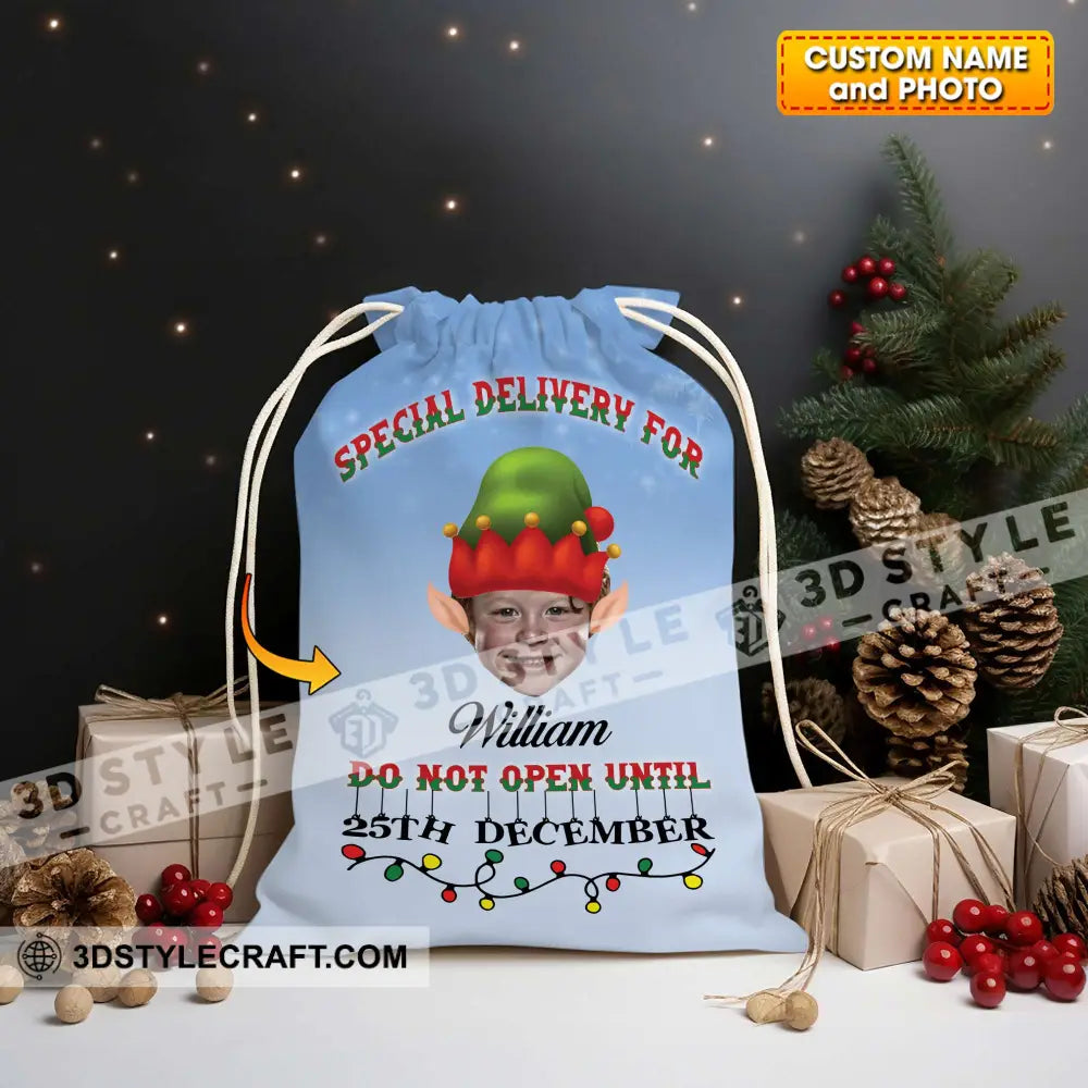 Special Christmas Delivery For Kid Custom Photo And Text Personalized String Bag Gift