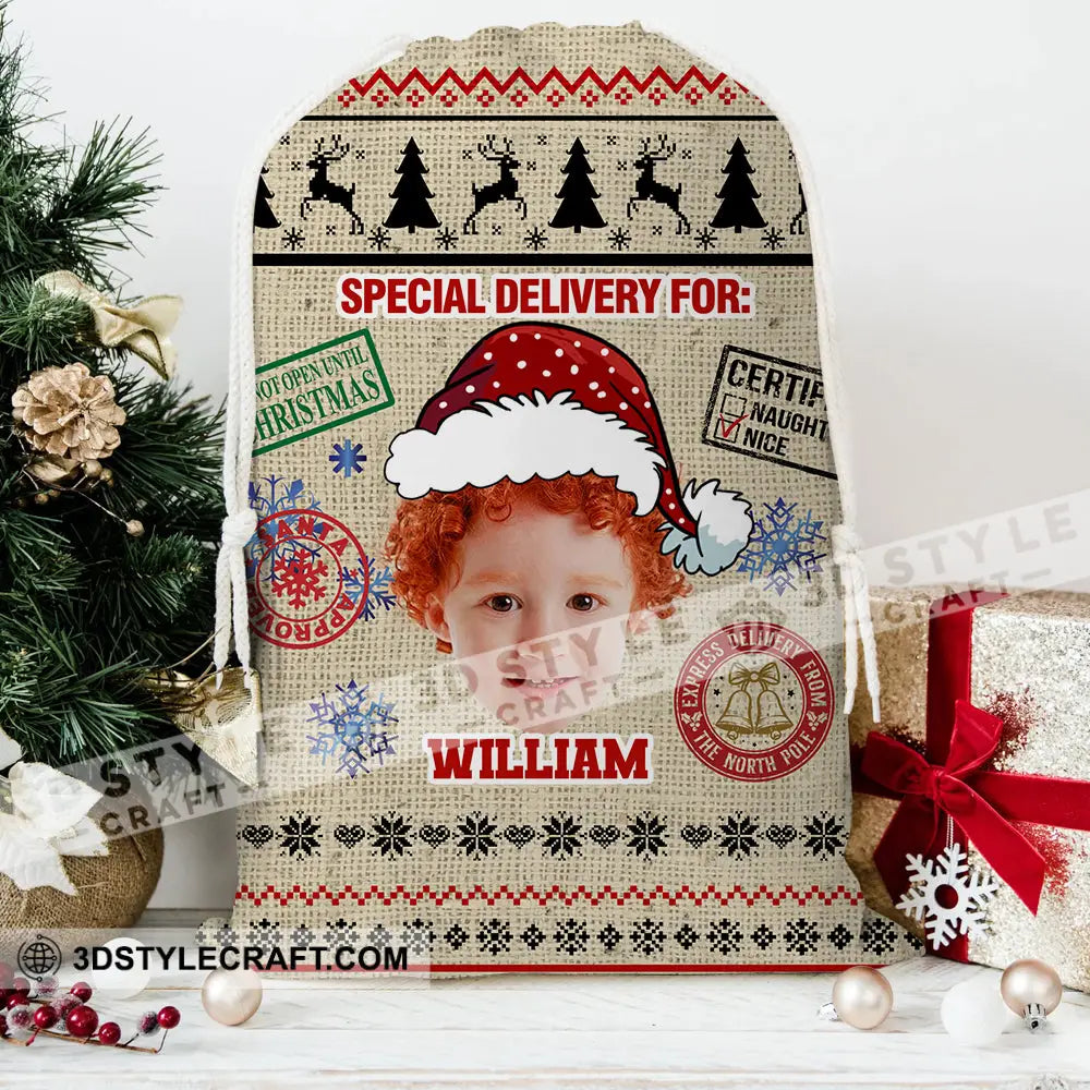 Special Delivery For Cute Kid Personalized Christmas String Bag