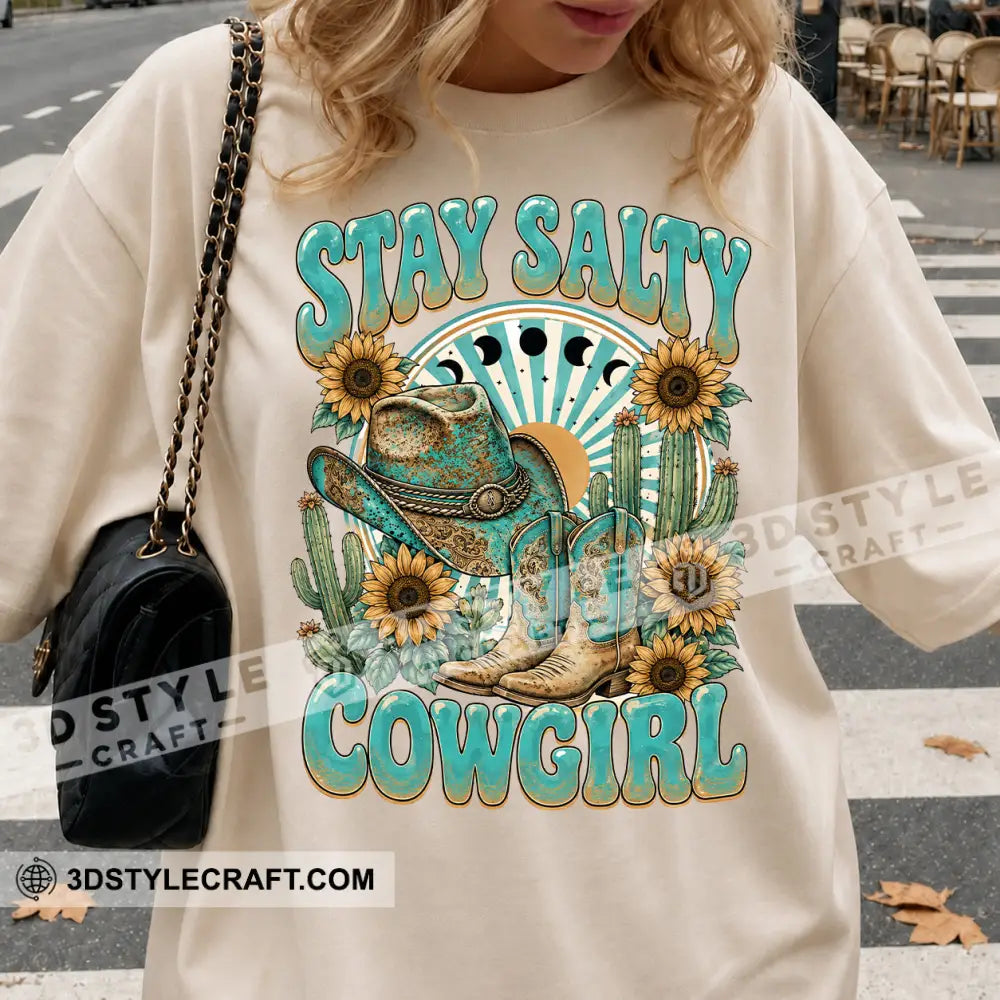 Stay Salty Cowgirl Cute T-Shirt Cute Collectible Gift - Classic Tee/Unisex Tee / Beige / S - Apparel