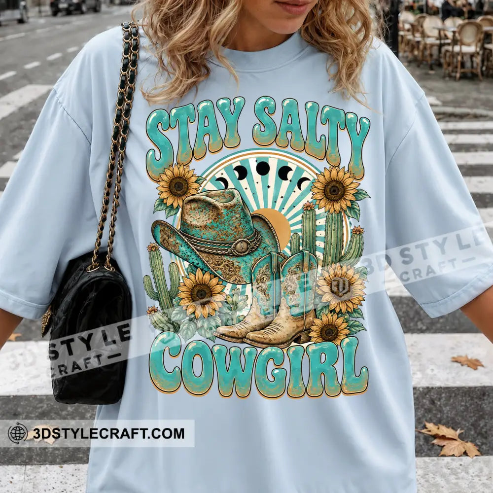 Stay Salty Cowgirl Cute T-Shirt Cute Collectible Gift - Classic Tee/Unisex Tee / Light Blue / S - Apparel