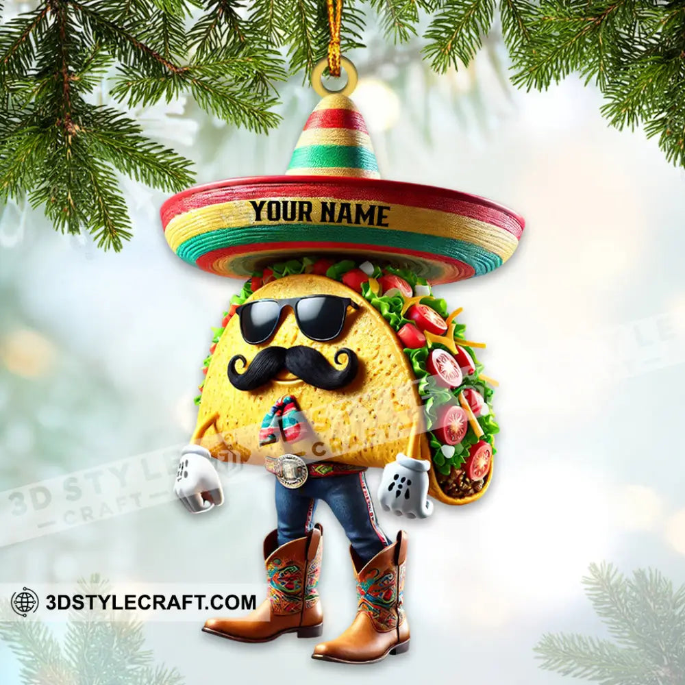 Tacos Mexican Home Decor Christmas Ornament Personalized