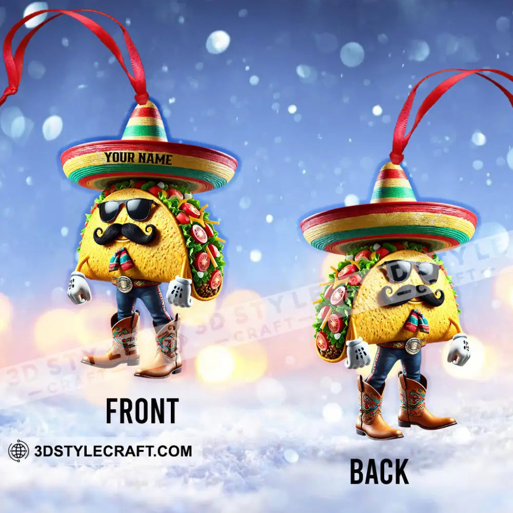 Tacos Mexican Home Decor Christmas Ornament Personalized