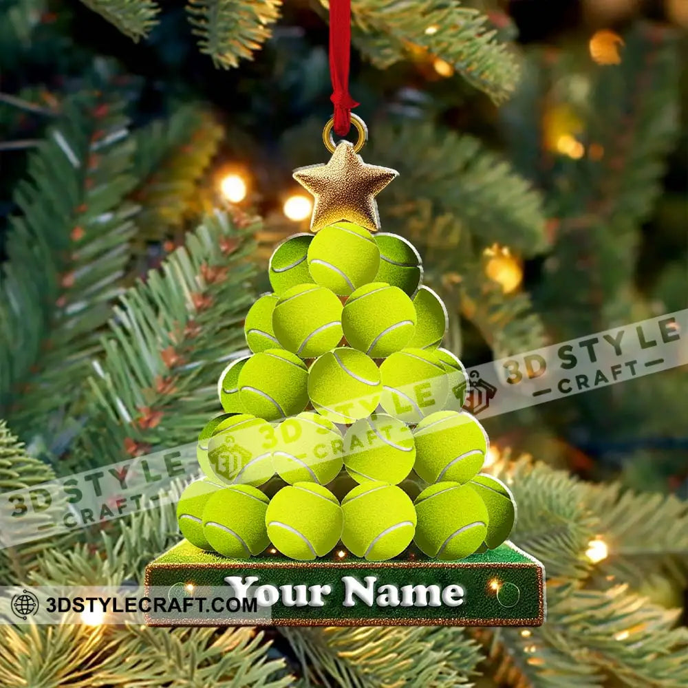 Tennis Ball Tree Christmas Ornament Personalized