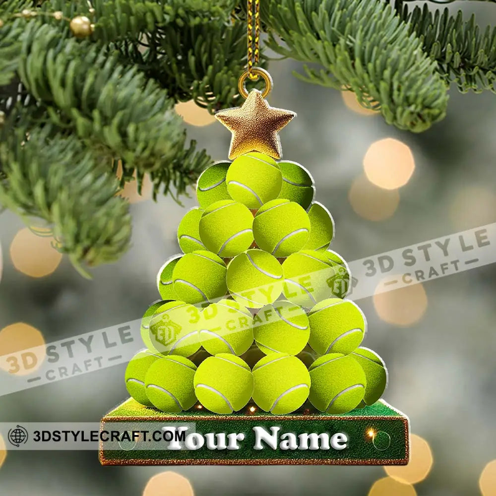 Tennis Ball Tree Christmas Ornament Personalized