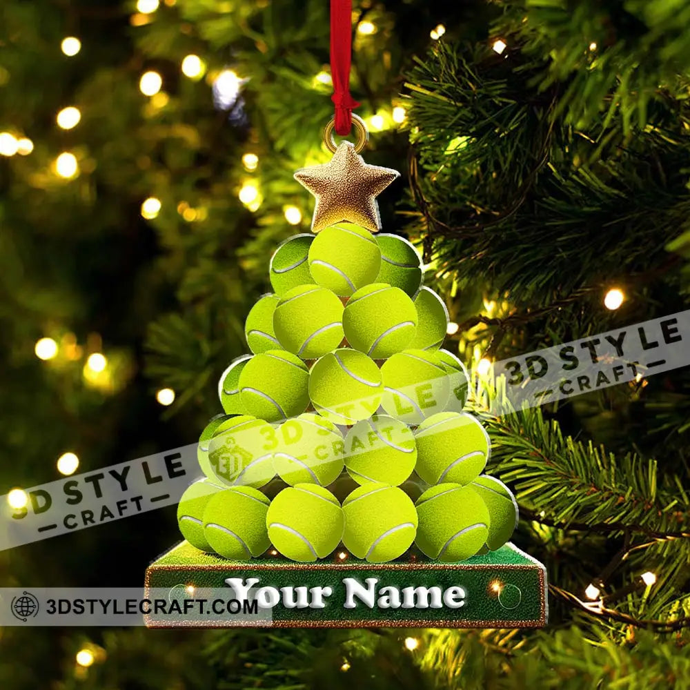 Tennis Ball Tree Christmas Ornament Personalized