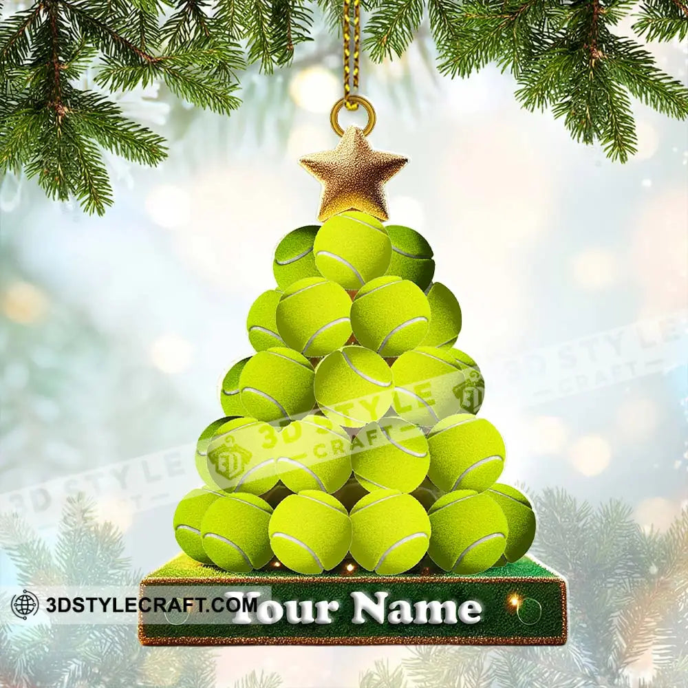 Tennis Ball Tree Christmas Ornament Personalized