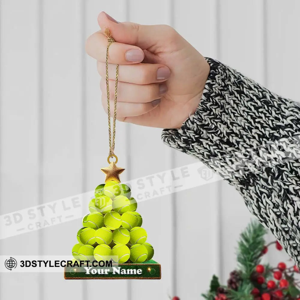 Tennis Ball Tree Christmas Ornament Personalized