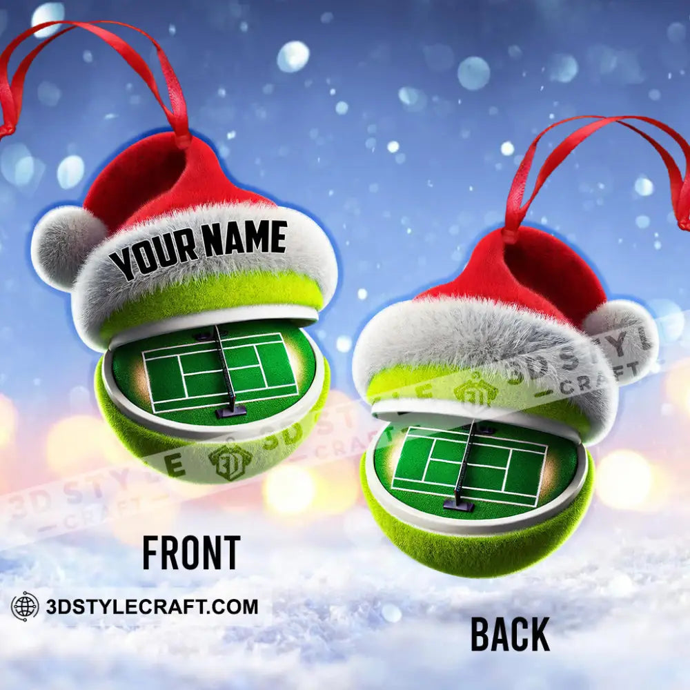 Tennis Court Christmas Ornament Personalized