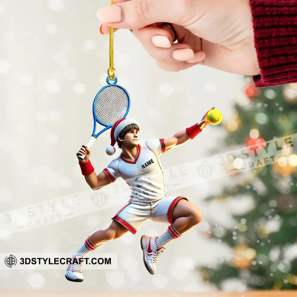 Tennis Player Christmas Ornament Personalized