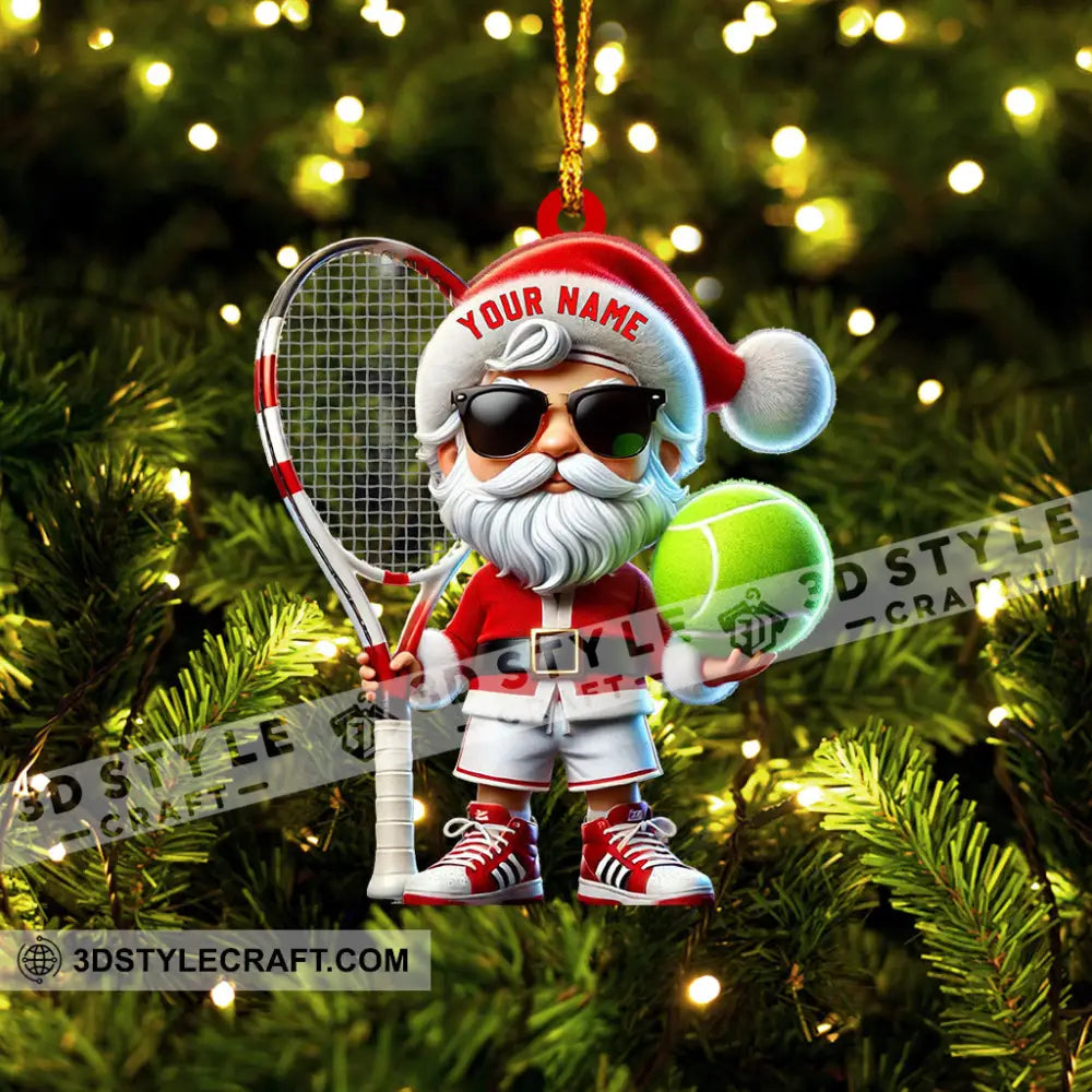 Tennis Santa Christmas Home Decor Ornament Personalized