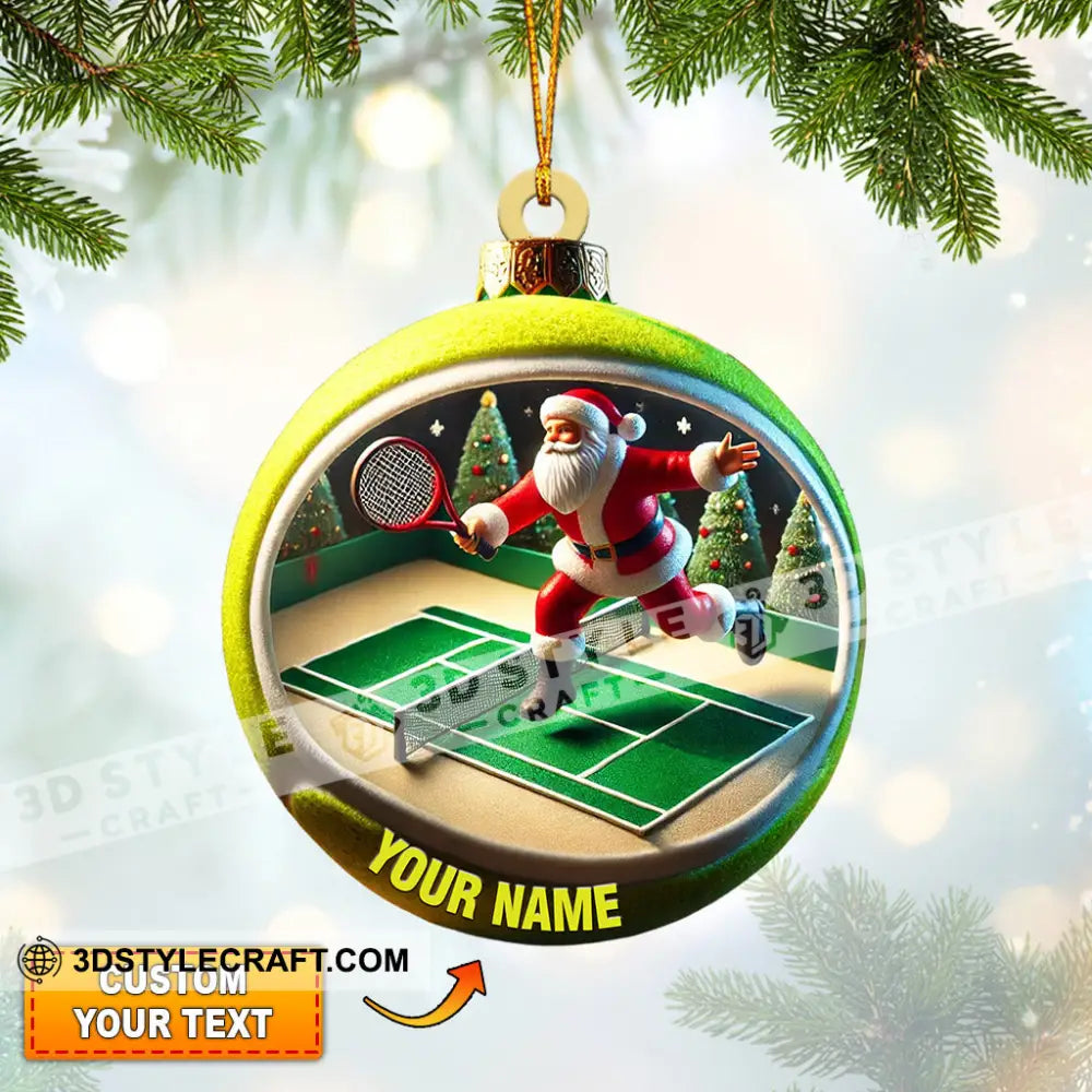 Tennis Santa Decor Christmas Ornament Personalized 3.54’’ / 1