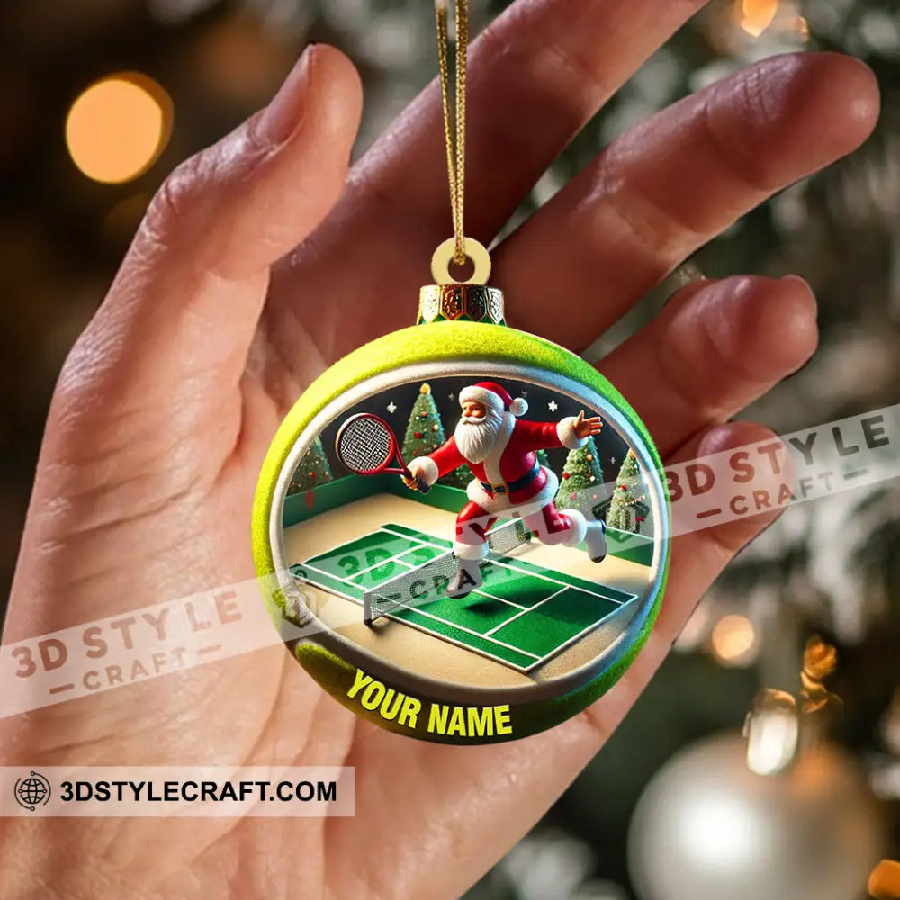 Tennis Santa Decor Christmas Ornament Personalized