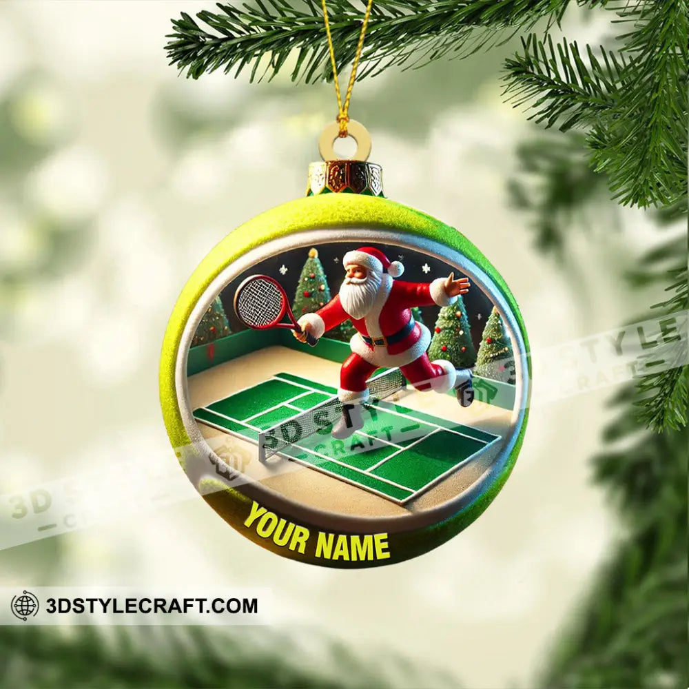 Tennis Santa Decor Christmas Ornament Personalized